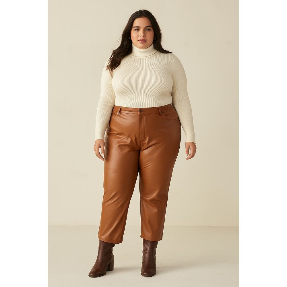 Abercrombie & Fitch Curve Love Vegan Leather Pant 24S 90's Straight High Rise
